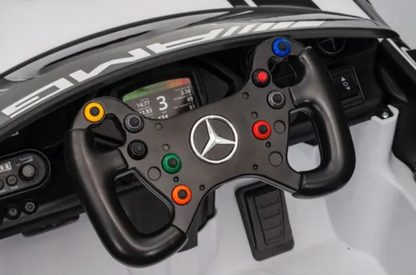 Mercedes AMG GT4 Blanc sous licence – Voiture Electrique Pour Enfants Avec Télécommande