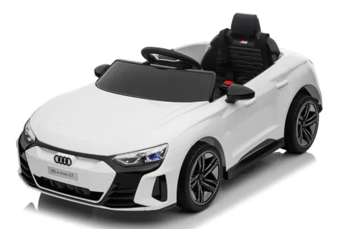 Audi Voiture Electrique 12 V Enfants avec Télécommande 2,4G, 2 Portes Ouvrables, Musique, Klaxon, Lumières LED, Blanc