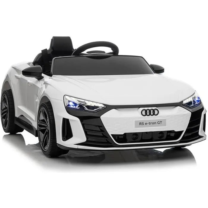 Audi Voiture Electrique 12 V Enfants avec Télécommande 2,4G, 2 Portes Ouvrables, Musique, Klaxon, Lumières LED, Blanc