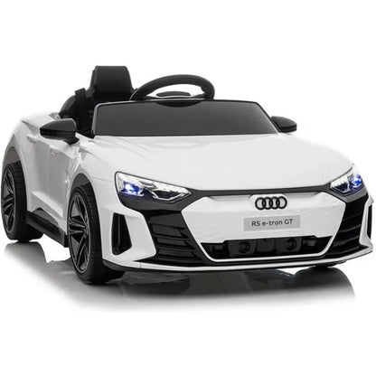 Audi Voiture Electrique 12 V Enfants avec Télécommande 2,4G, 2 Portes Ouvrables, Musique, Klaxon, Lumières LED, Blanc