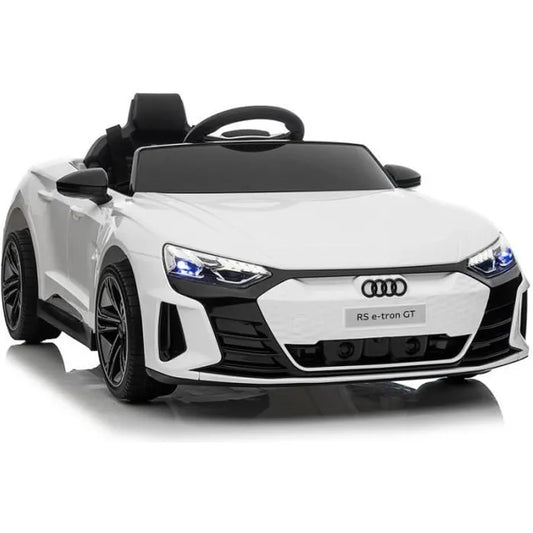 Audi Voiture Electrique 12 V Enfants avec Télécommande 2,4G, 2 Portes Ouvrables, Musique, Klaxon, Lumières LED, Blanc