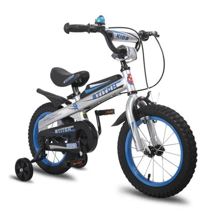 Vélo pour enfants HILAND, 16", pour enfants de 4 à 6 ans, avec garde-boue et roues auxiliaires, bleu