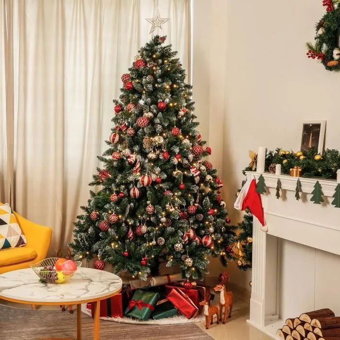 Sapin de Noël avec pied - Décoration avec neige - 180 cm